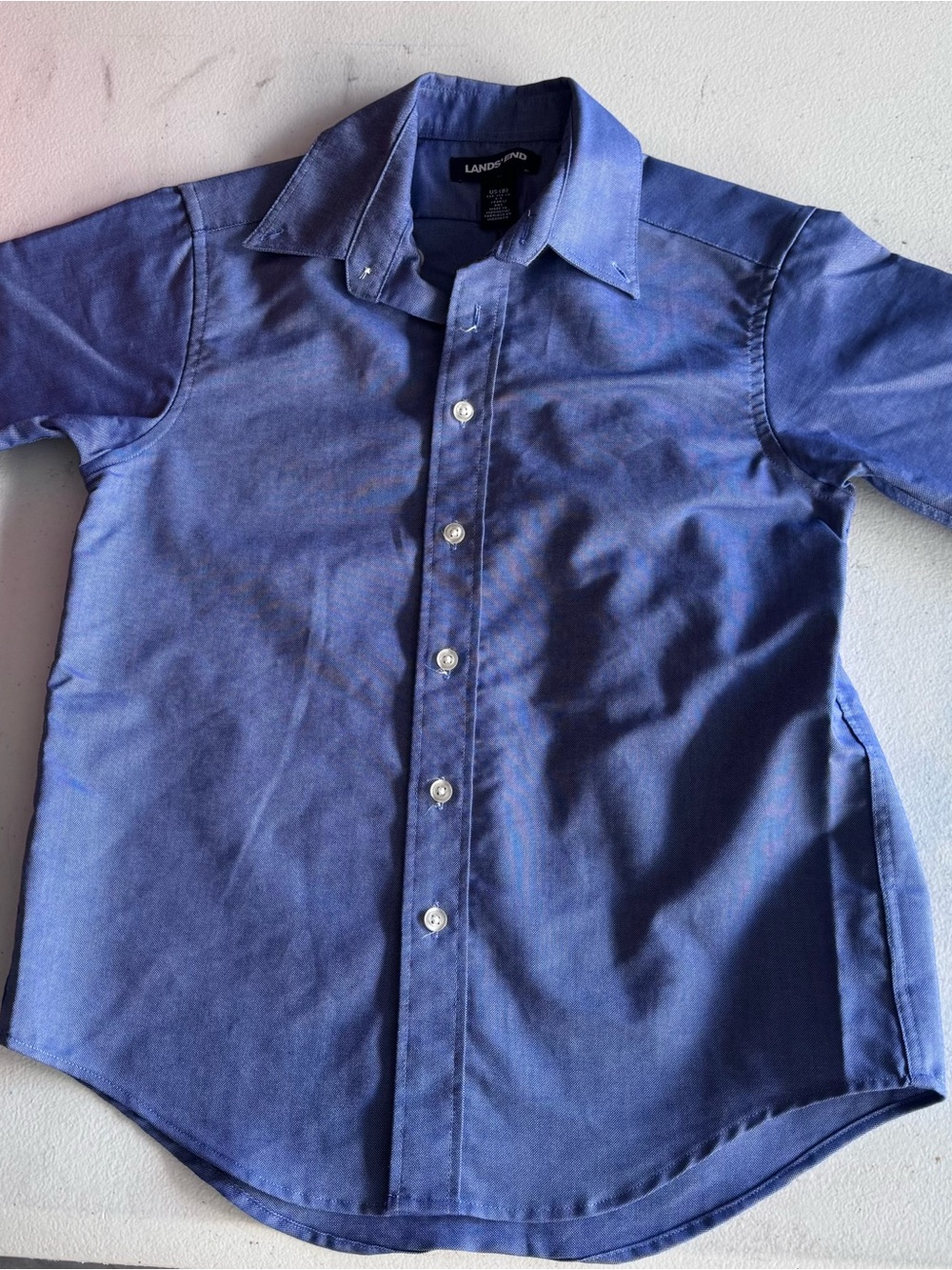 Lands' End Boys' Blue Button-Up Shirt Size 8